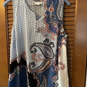 J. Jill Blue and White Paisley Sleeveless Top